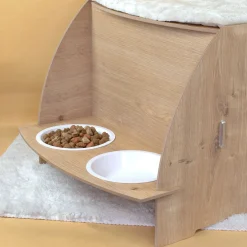 Personalisierbares clipfritz Katzenhaus mit Futterstation | Holz Haus mit Name für Katzen