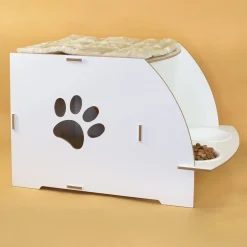 Personalisierbares clipfritz Katzenhaus mit Futterstation | Holz Haus mit Name für Katzen