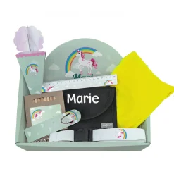 Personalisierbares Einhorn Geschenkset zur Einschulung für Mädchen | 8 Teile