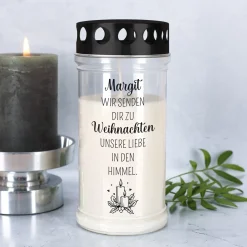 Personalisierbares Grablicht zu Weihnachten | Liebe in den Himmel | 2 Größen