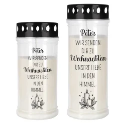 Personalisierbares Grablicht zu Weihnachten | Liebe in den Himmel | 2 Größen