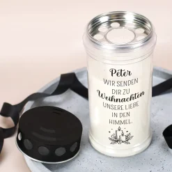 Personalisierbares Grablicht zu Weihnachten | Liebe in den Himmel | 2 Größen