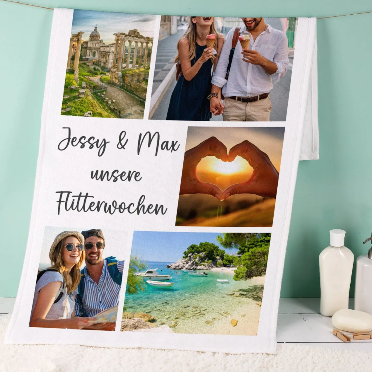 Personalisierbares Handtuch mit eigenen Fotos und Wunschtext | 3 Größen