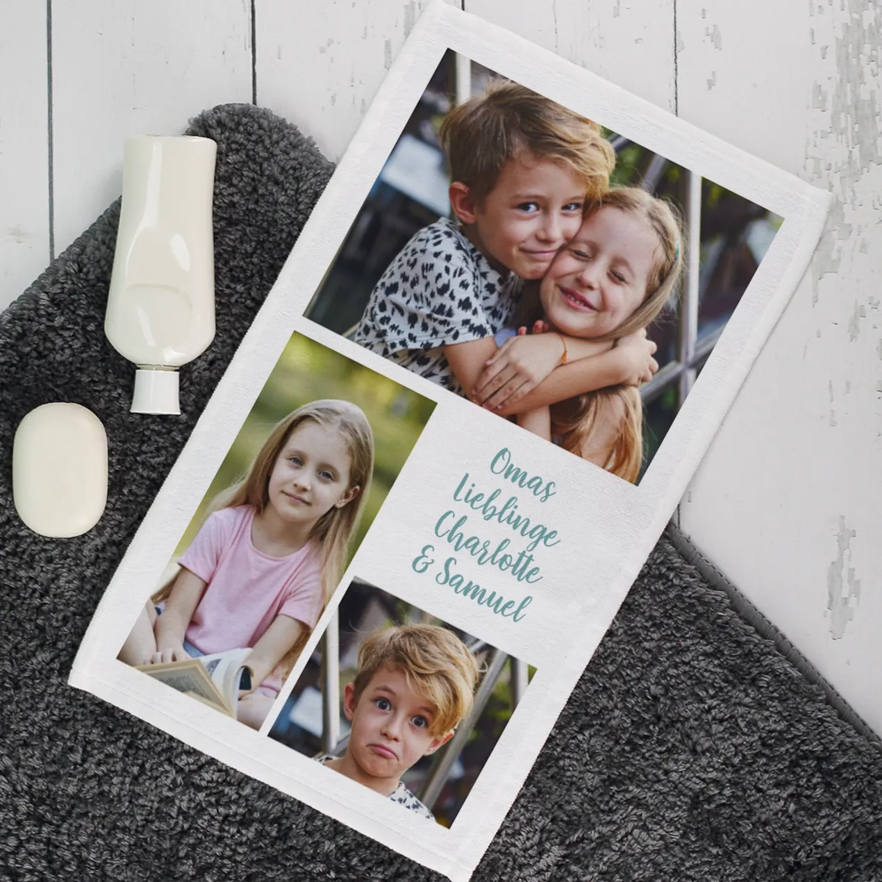 Personalisierbares Handtuch mit eigenen Fotos und Wunschtext | 3 Größen