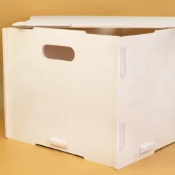 Personalisierbare Spielzeugkiste aus Holz mit Deckel | clipfritz® Aufbewahrungsbox stapelbar