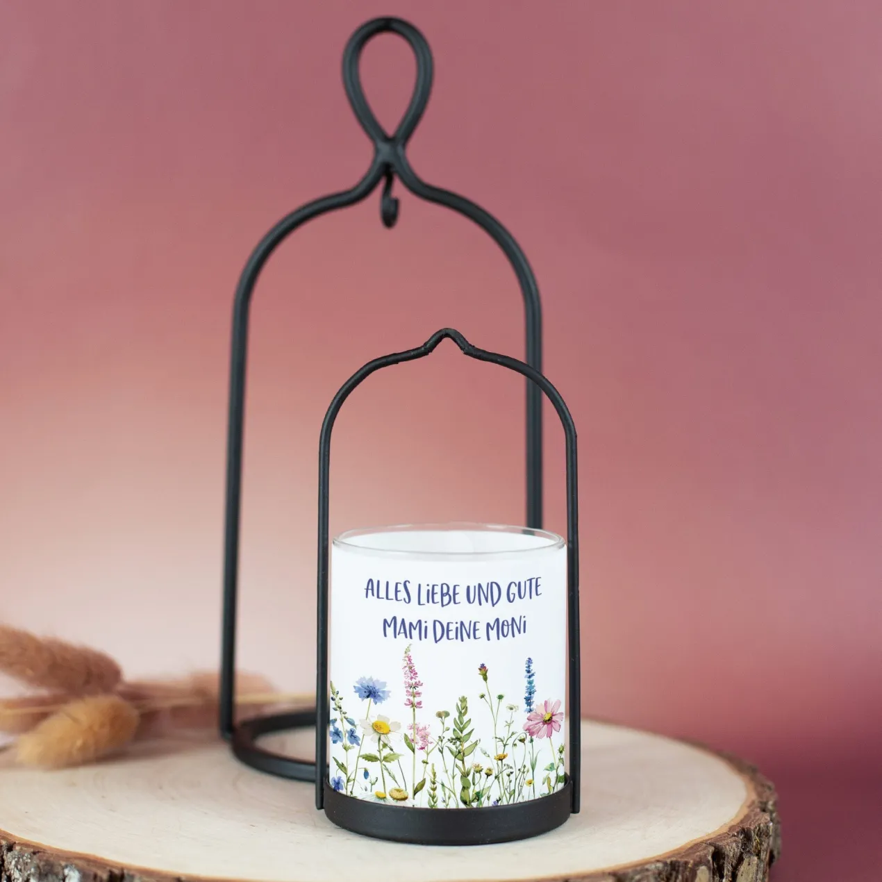 Personalisierbares Ritzenhoff Windlicht mit eigenem Text | Blumenwiese