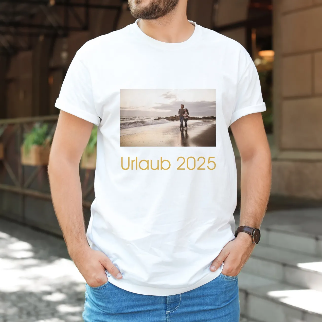 Personalisierbares T-Shirt für Männer mit Foto & Text | Weiß