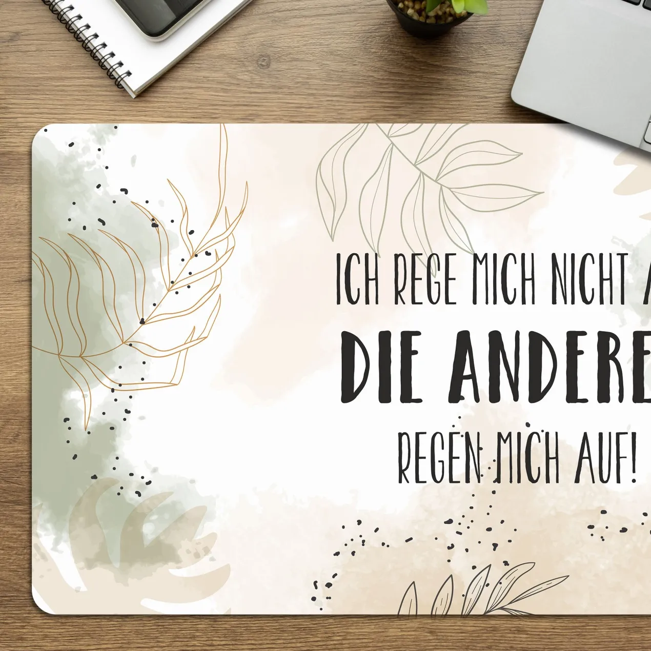 Personalisierbares XXL Mousepad mit Pflanzen-Motiv | Schreibtischunterlage mit Wunschtext