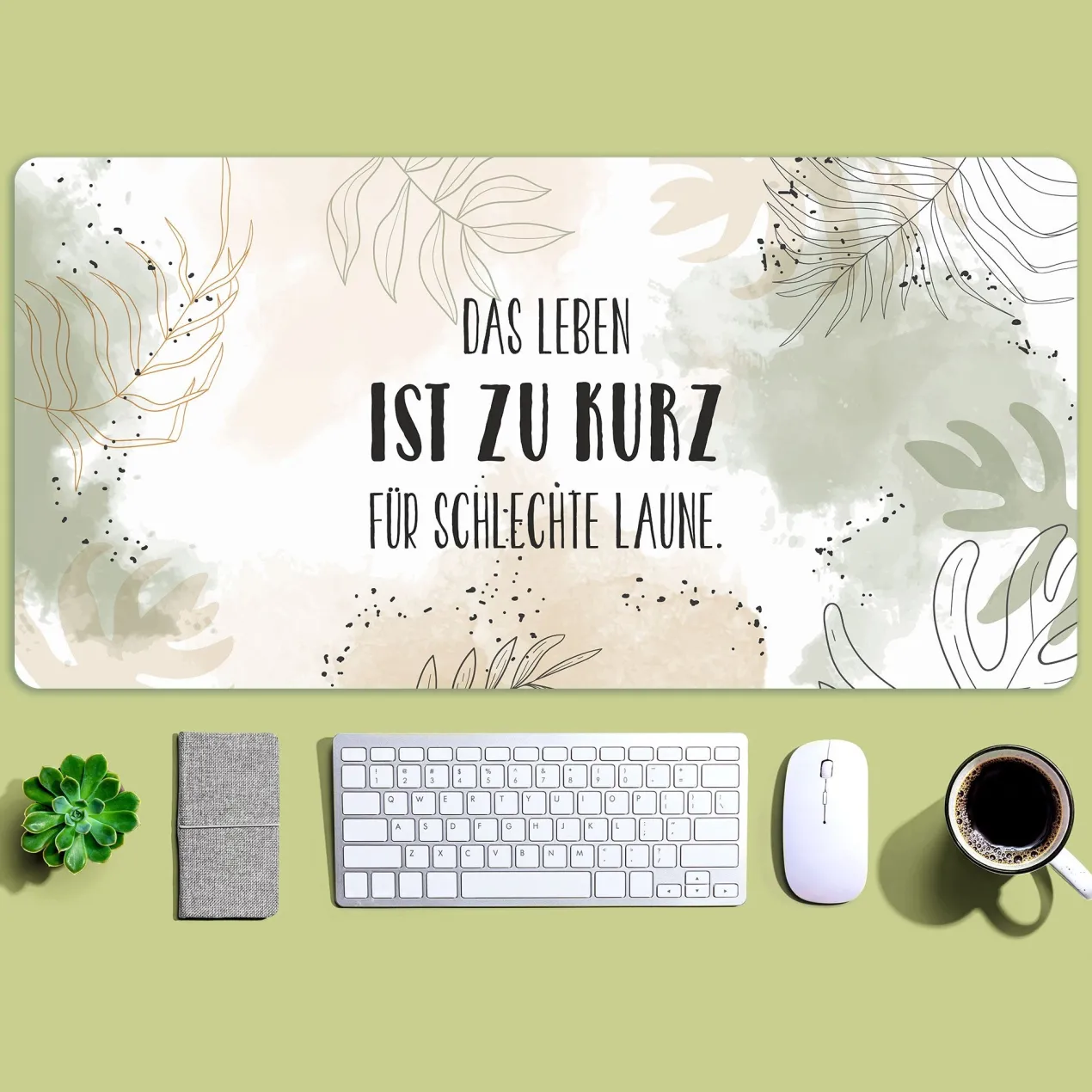 Personalisierbares XXL Mousepad mit Pflanzen-Motiv | Schreibtischunterlage mit Wunschtext