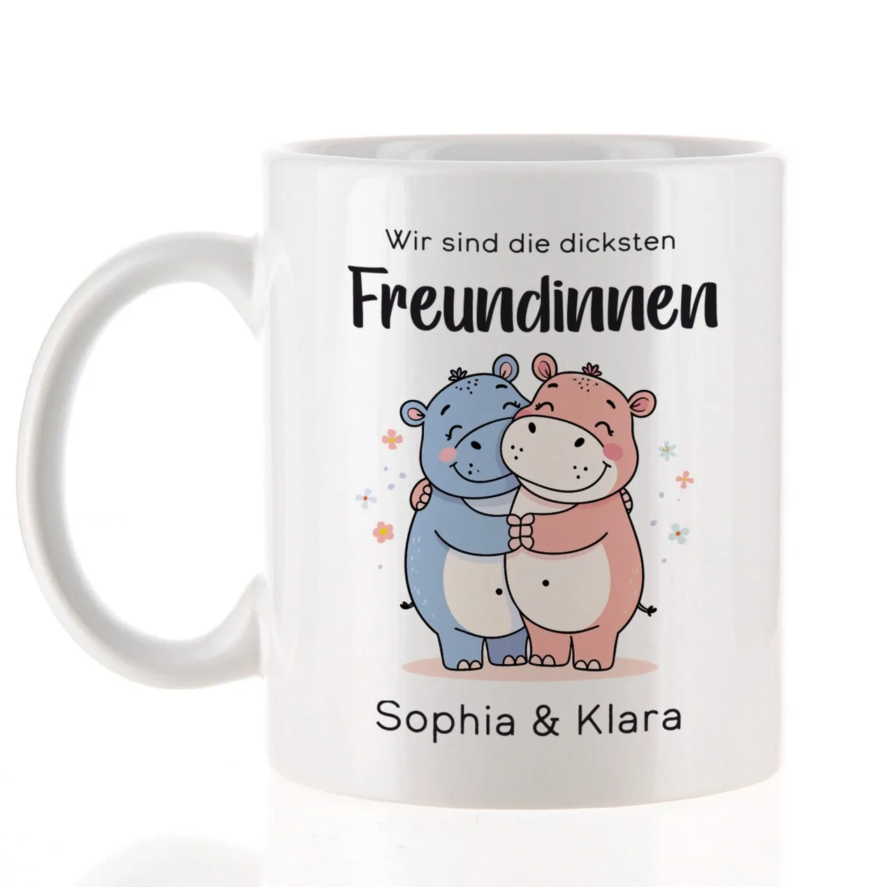 Personalisierbare Tasse für die dicksten Freunde | Nilpferd-Motiv