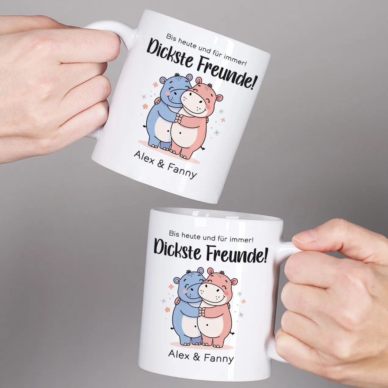 Personalisierbare Tasse für die dicksten Freunde | Nilpferd-Motiv