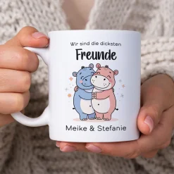 Personalisierbare Tasse für die dicksten Freunde | Nilpferd-Motiv