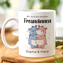 Personalisierbare Tasse für die dicksten Freunde | Nilpferd-Motiv