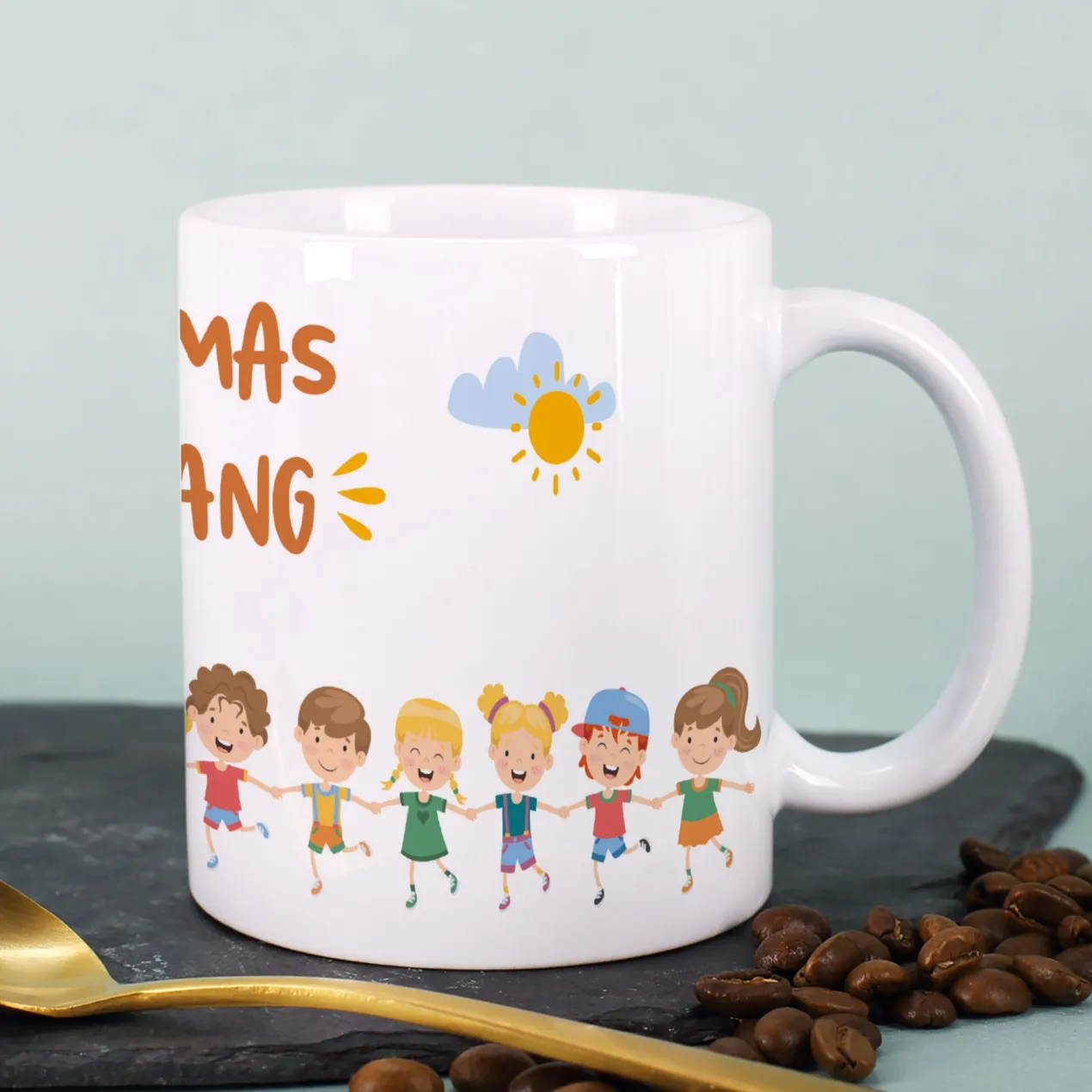 Personalisierbare Tasse für Familien, Erzieher & Lieblingsmenschen mit bis zu 10 Kindern | Gang