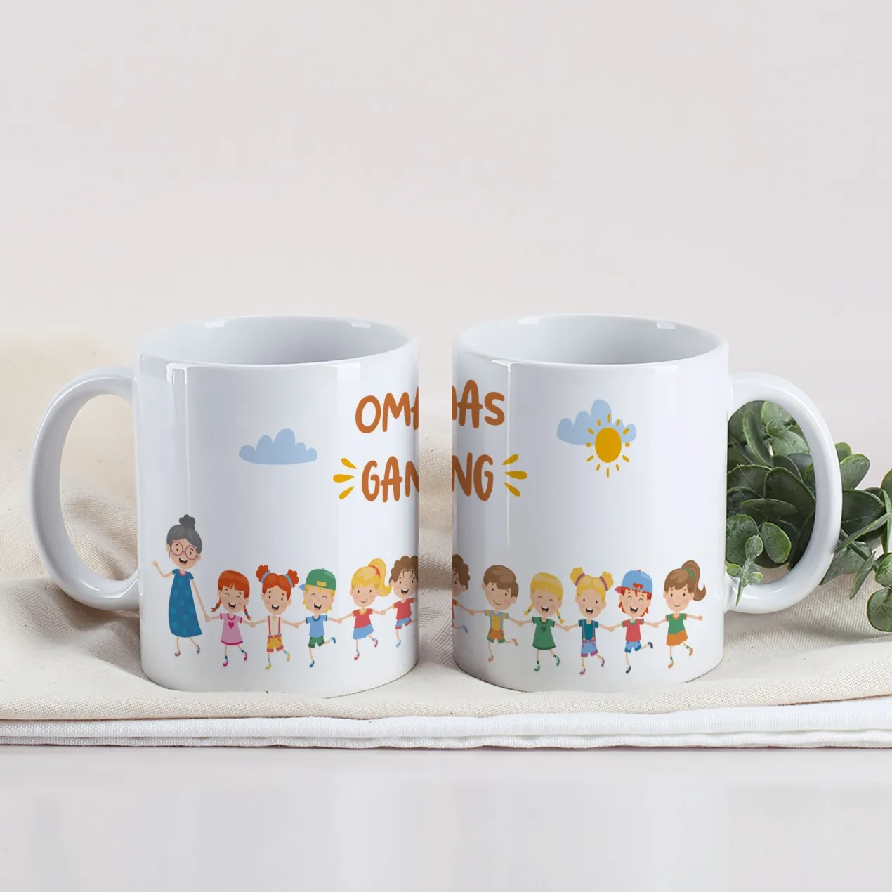 Personalisierbare Tasse für Familien, Erzieher & Lieblingsmenschen mit bis zu 10 Kindern | Gang