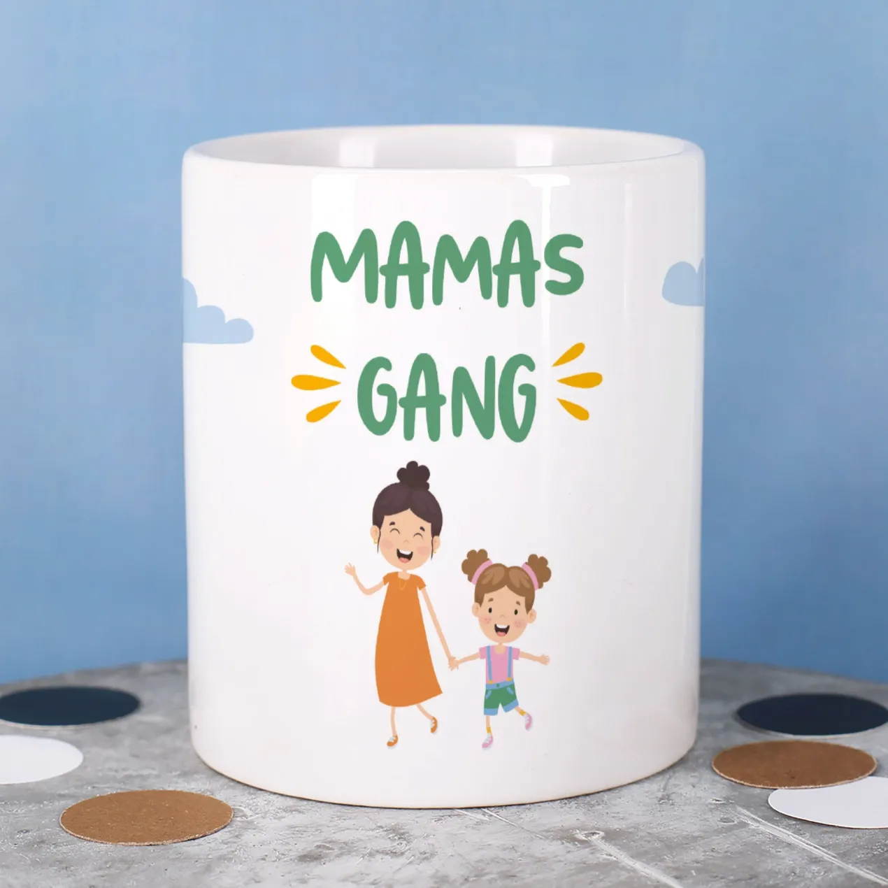 Personalisierbare Tasse für Familien, Erzieher & Lieblingsmenschen mit bis zu 10 Kindern | Gang