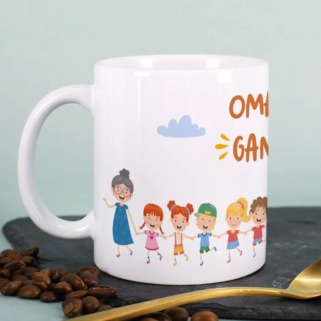 Personalisierbare Tasse für Familien, Erzieher & Lieblingsmenschen mit bis zu 10 Kindern | Gang