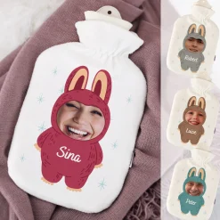 Personalisierbare Wärmflasche mit eigenem Gesicht & Name | Monster-Motiv | 4 Farben