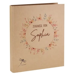 Personalisierbare Zeugnismappe mit Name | Motiv Blumenkranz