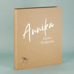 Personalisierbare Zeugnismappe mit Name und Wunschtext | Karton Natur