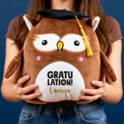 Personalisierte Abi-Eule 'Gratulation!' mit Name | Kuscheltier zum Schulabschluss & Abitur