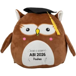 Personalisierte Abi-Eule mit Doktorhut | Kuscheltier zum Abitur & Schulabschluss mit Wunschtext