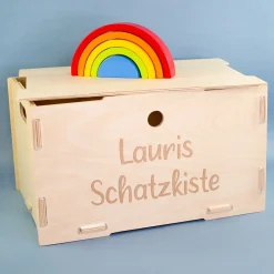 Personalisierte Allzweckbox BOB aus Holz von clipfritz mit Wunschtext | Stapelbare Aufbewahrungsbox