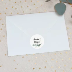 Personalisierte Aufkleber für Hochzeit, Taufe oder Kommunion im 24er Set | Eukalyptus