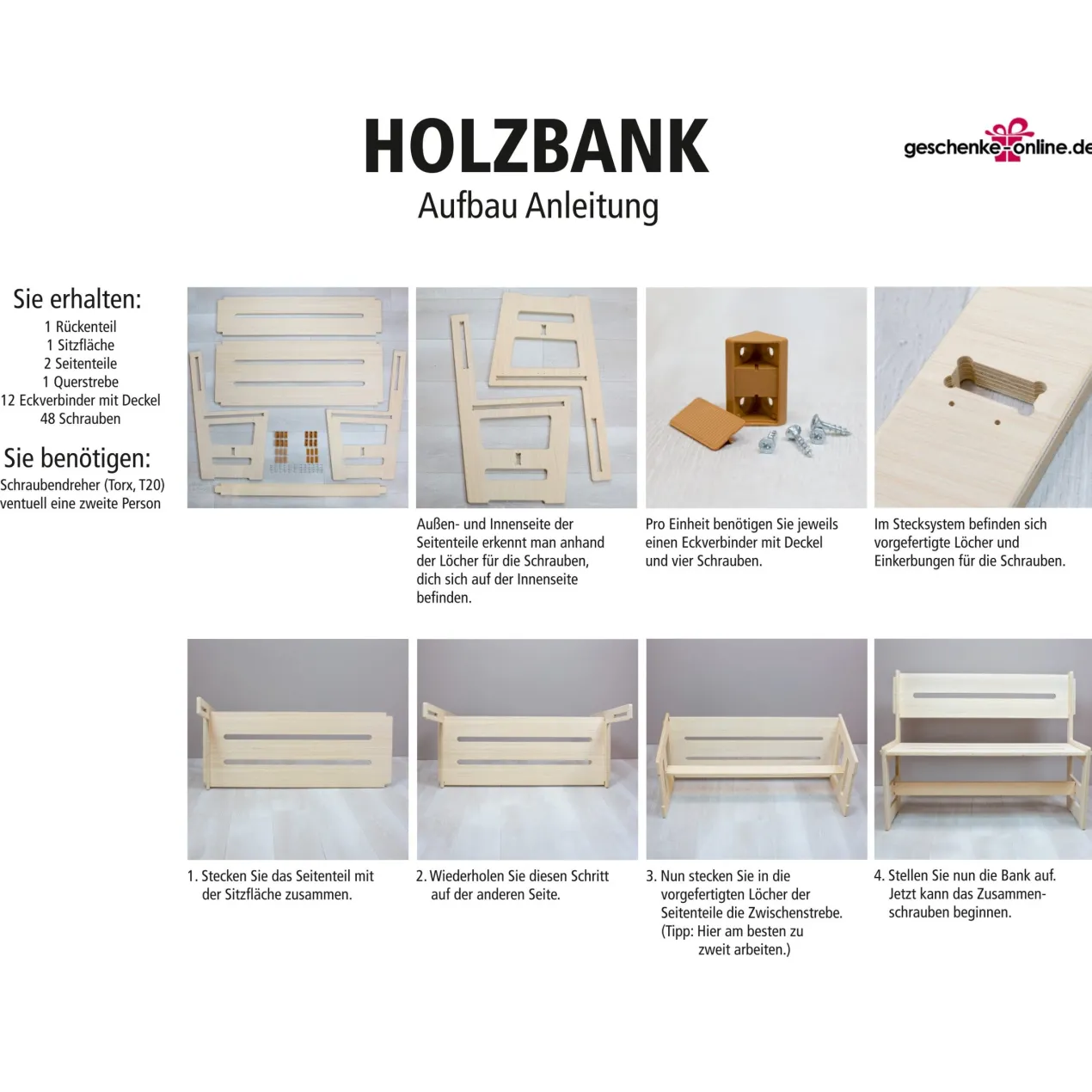 Personalisierte Bank zur Hochzeit mit Turteltaubenmotiv und Namen