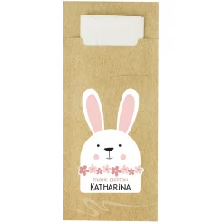 Personalisierte Bestecktasche zu Ostern mit Hasen-Motiv und Wunschtext inkl. Serviette | Tischdeko