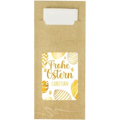 Personalisierte Bestecktasche zu Ostern mit Ostereier-Motiv und Name inkl. Serviette | Tischdeko
