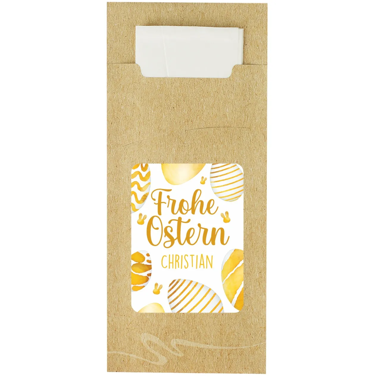 Personalisierte Bestecktasche zu Ostern mit Ostereier-Motiv und Name inkl. Serviette | Tischdeko