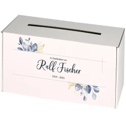 Personalisierte Briefbox für Trauerfeiern | Kondolenzbox mit Blattmotiv
