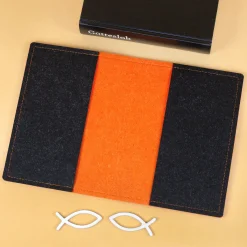 Personalisierte Buchhülle für Gotteslob & Gesangbuch mit Watercolor Kreuz | Anthrazit oder Orange