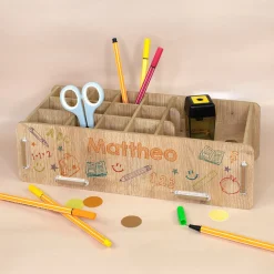 Personalisierte clipfritz Stiftebox aus Holz für Kinder | Organizer mit Name als Geschenk