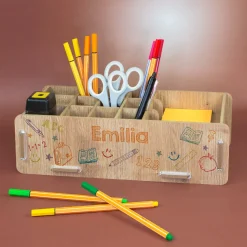 Personalisierte clipfritz Stiftebox aus Holz für Kinder | Organizer mit Name als Geschenk