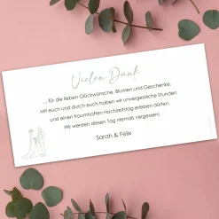 Personalisierte Dankeskarte zur Hochzeit mit Foto & Wunschtext | Blumenmotive DIN lang mit Umschlag