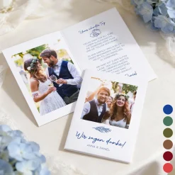 Personalisierte Dankeskarte zur Hochzeit als Klappkarte mit Fotos & mediterranem Motiv | Danksagung