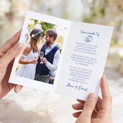 Personalisierte Dankeskarte zur Hochzeit als Klappkarte mit Fotos & mediterranem Motiv | Danksagung