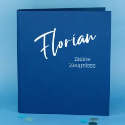 Personalisierte Dokumentenmappe aus Leinen mit Name und Wunschtext | Farbauswahl