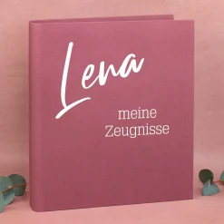 Personalisierte Dokumentenmappe aus Leinen mit Name und Wunschtext | Farbauswahl