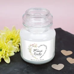 Personalisierte Duftkerze für Mama zum Muttertag o. Geburtstag | Wiesenblumen Herz