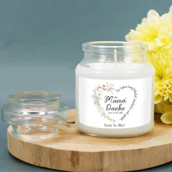 Personalisierte Duftkerze für Mama zum Muttertag o. Geburtstag | Wiesenblumen Herz