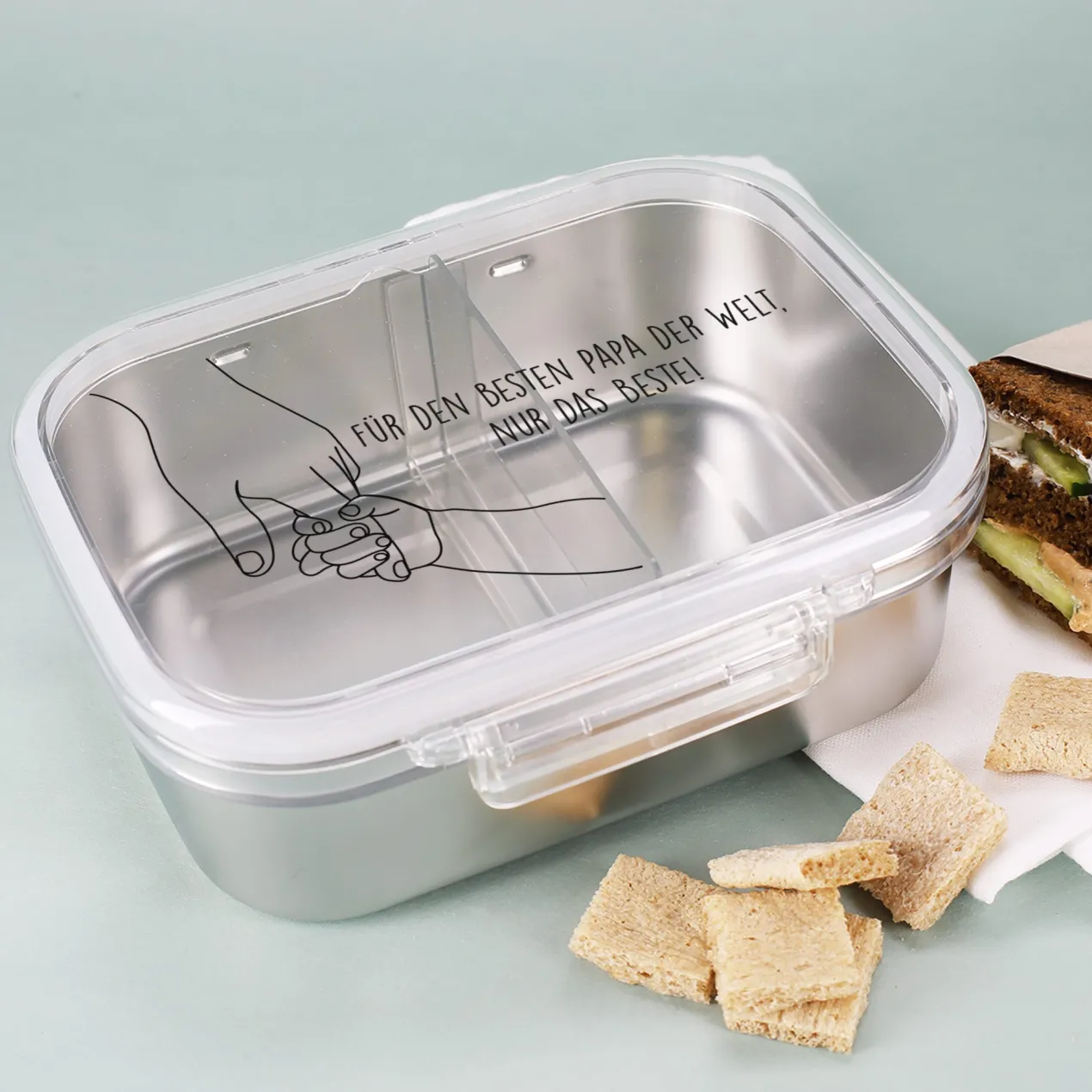 Personalisierte Edelstahl Brotdose für Mamas & Papas | Lunchbox zum Muttertag, Vatertag