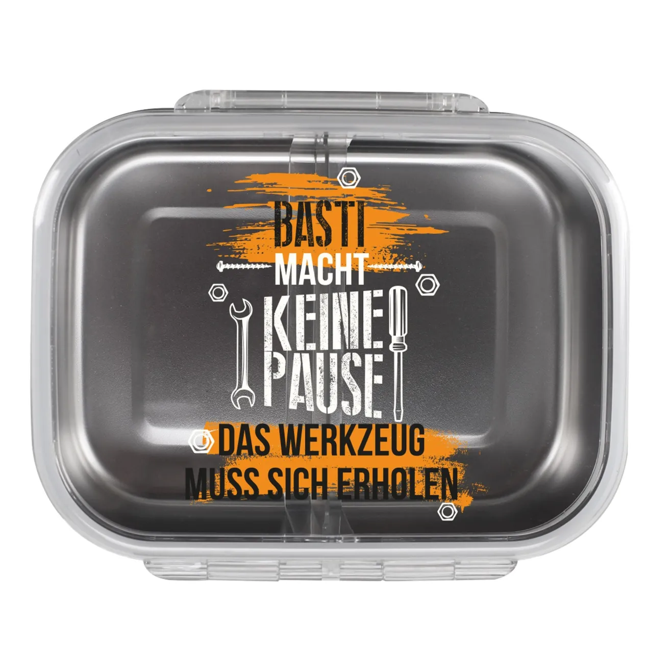 Personalisierte Edelstahl Brotdose für Handwerker | Lunchbox mit Spruch und Name