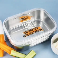 Personalisierte Edelstahl Brotdose für Handwerker | Lunchbox mit Spruch und Name