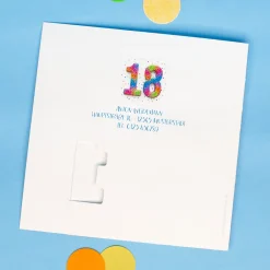 Personalisierte Einladungskarte zum 18. Geburtstag mit Foto & Konfetti-Zahl | Klappkarte mit Umschlag