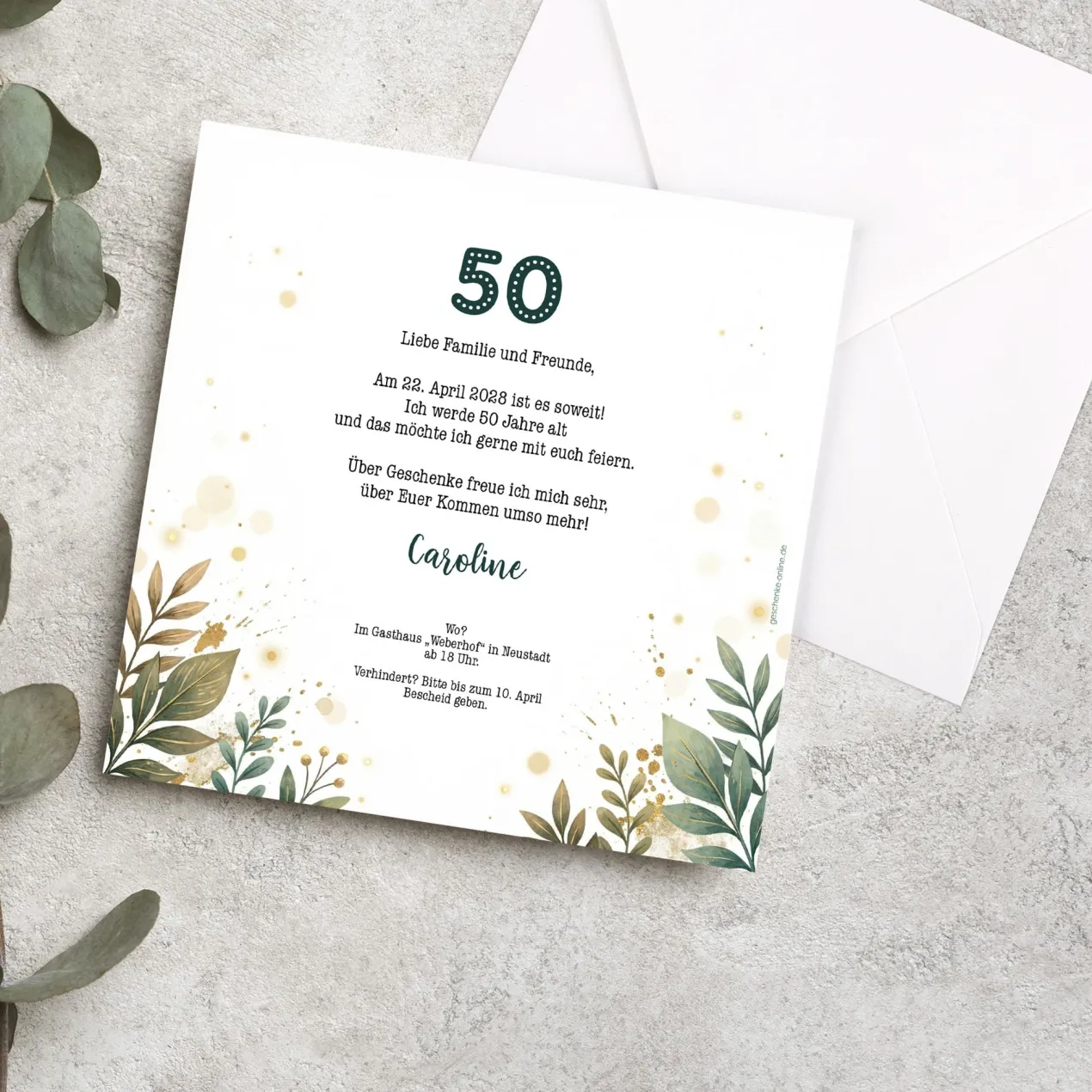 Personalisierte Einladungskarte zum Geburtstag mit Wegweiser & Umschlag | beidseitig gestaltbar