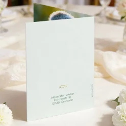 Personalisierte Einladungskarte mit Fotos & Ichthys | Klappkarte zur Taufe, Kommunion & Konfirmation