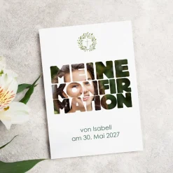 Personalisierte Einladungskarte zur Konfirmation mit Foto & Wunschdaten | Eukalyptus